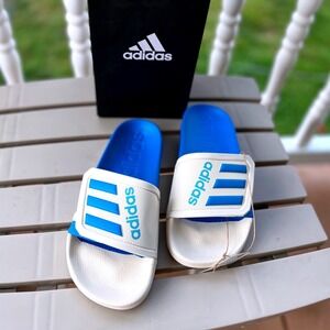 Adidas Adilette TND Slides Sandals White Blue Kids US 4 / Women's 5 New